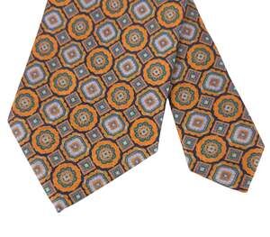 Stefano Ricci Medallion Geometric Silk Tie Mens Orange Brown $280